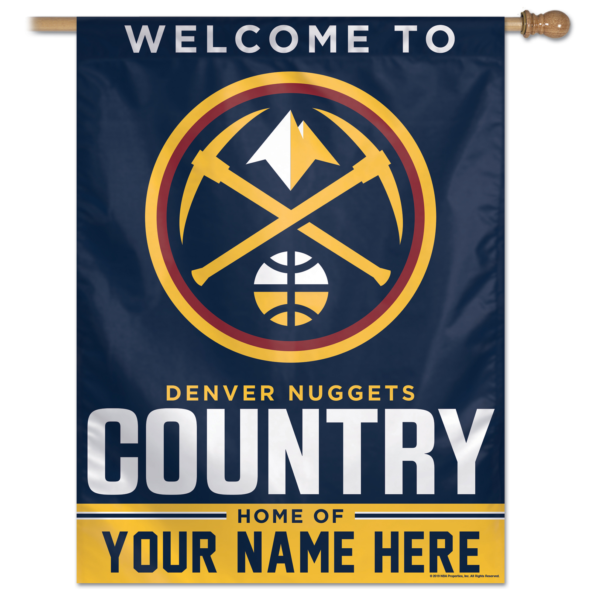 WinCraft Denver Nuggets Personalized 27'' x 37'' Single-Sided Vertical Banner