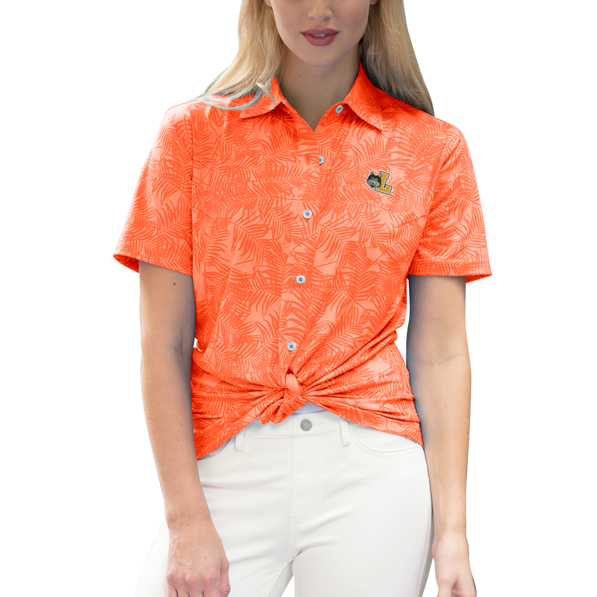 Women's Orange Loyola Chicago Ramblers Vansport Pro Maui Button-Up Shirt