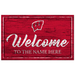 Wisconsin Badgers 11" x 19" Personalized Team Color Welcome Sign