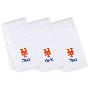 Infant White New York Mets Personalized Burp Cloth Three-Pack