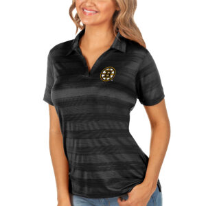 Women's Antigua Black Boston Bruins Compass Polo