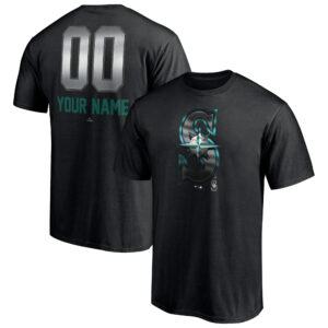 Men's Black Seattle Mariners Personalized Any Name & Number Midnight Mascot T-Shirt