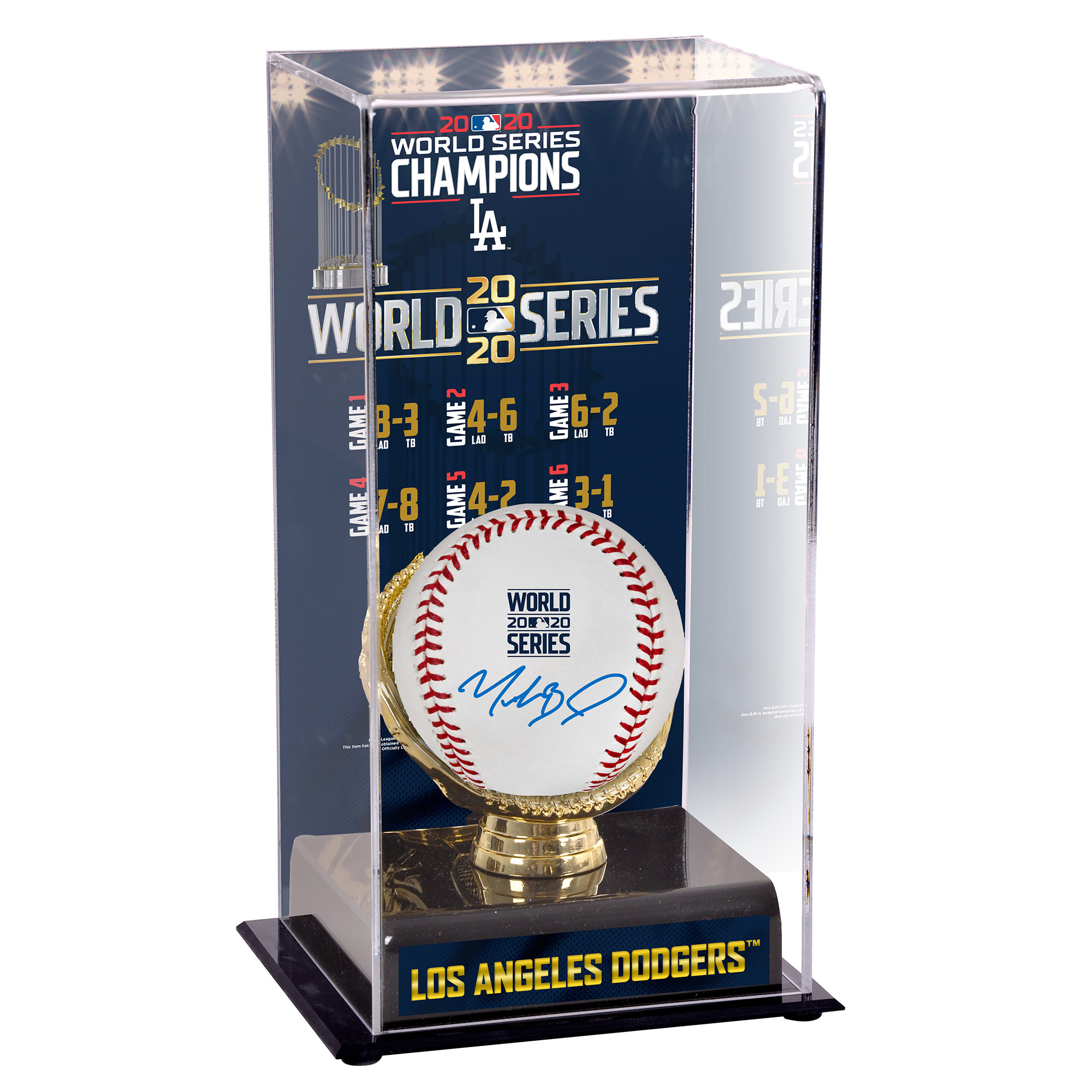 Mookie Betts Los Angeles Dodgers Autographed 2020 World Series Baseball and 2020 World Series Champions Sublimated Display Case