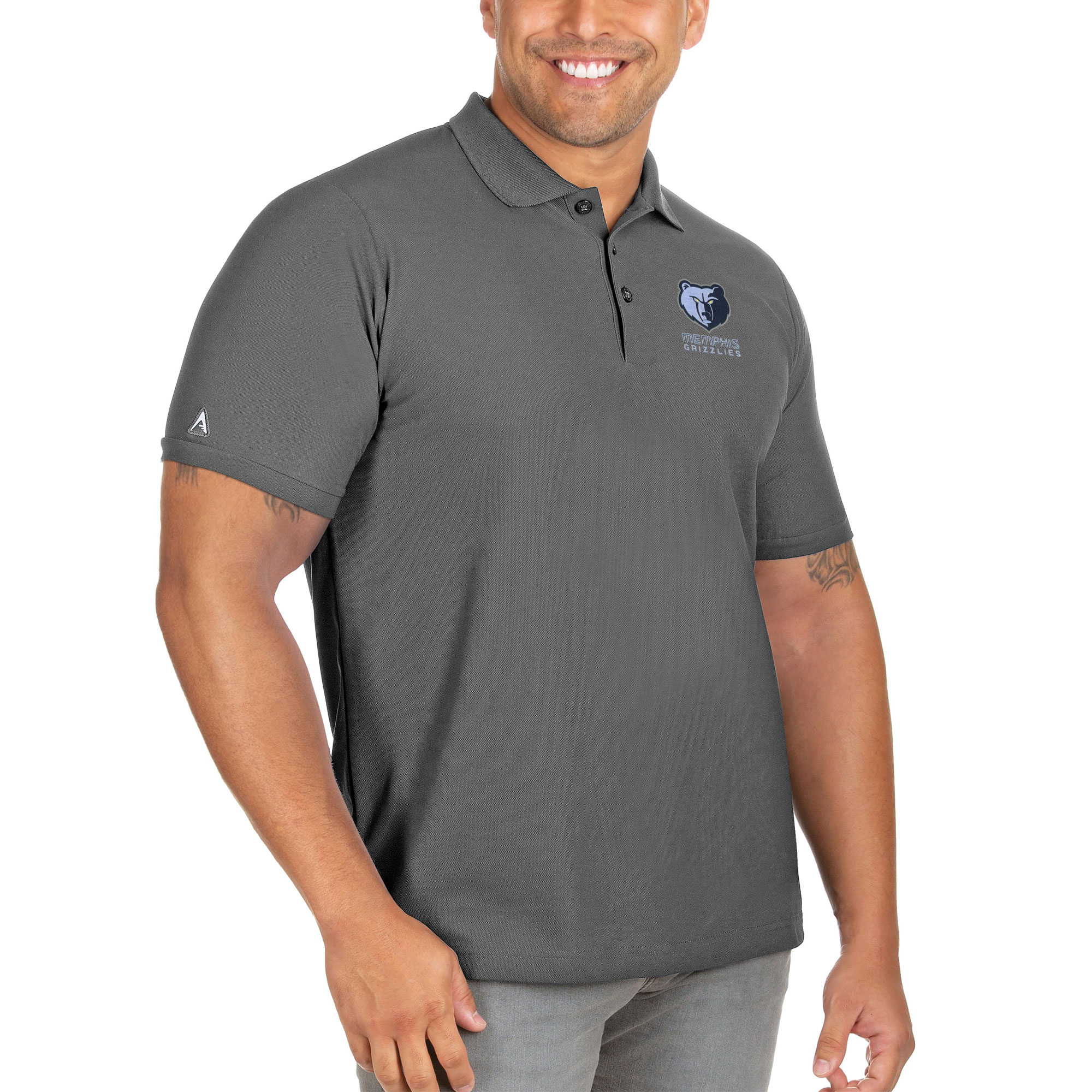 Men's Antigua Gray Memphis Grizzlies Big & Tall Legacy Pique Polo