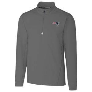 Men's Cutter & Buck Gray New England Patriots Traverse Quarter-Zip Pullover Jacket