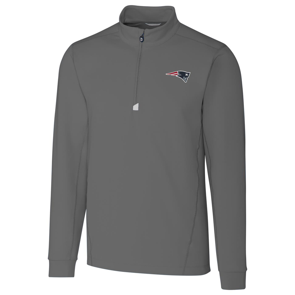 Men's Cutter & Buck Gray New England Patriots Traverse Quarter-Zip Pullover Jacket