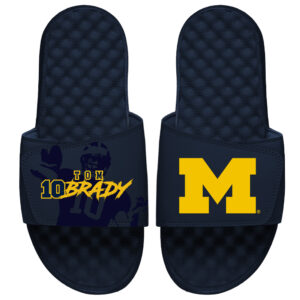 Youth ISlide Tom Brady Navy Michigan Wolverines NFLPA x NCAA Slide Sandals