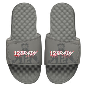 Men's ISlide Tom Brady Gray Tampa Bay Buccaneers NFLPA Tonal Pop Slide Sandals