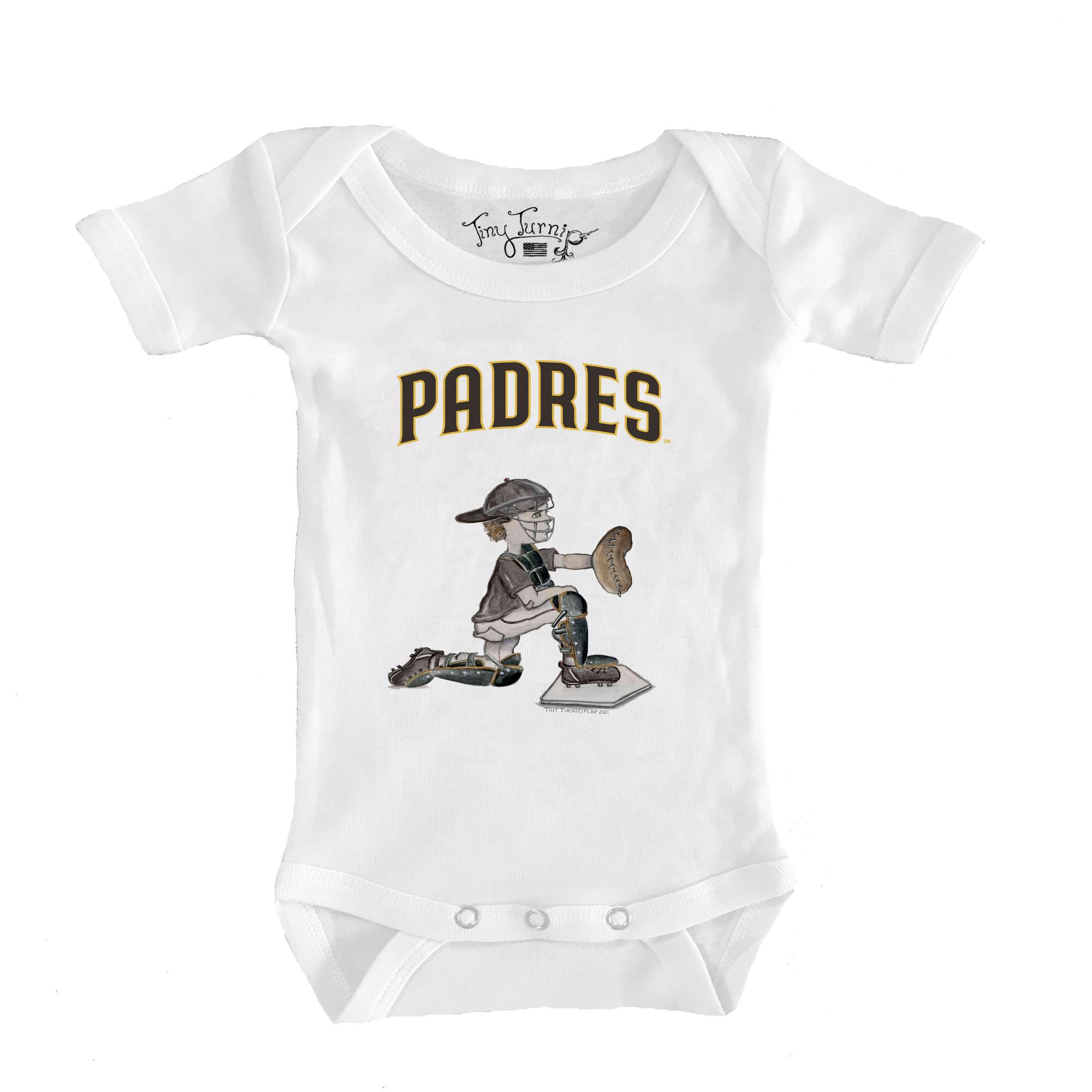 Infant Tiny Turnip White San Diego Padres Caleb the Catcher Bodysuit