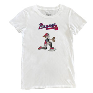 Women's Tiny Turnip White Atlanta Braves Caleb the Catcher T-Shirt