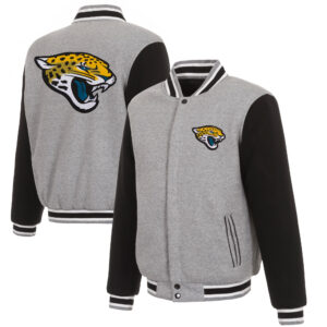 Men's JH Design Gray/Black Jacksonville Jaguars Reversible Fleece Full-Snap Jacket