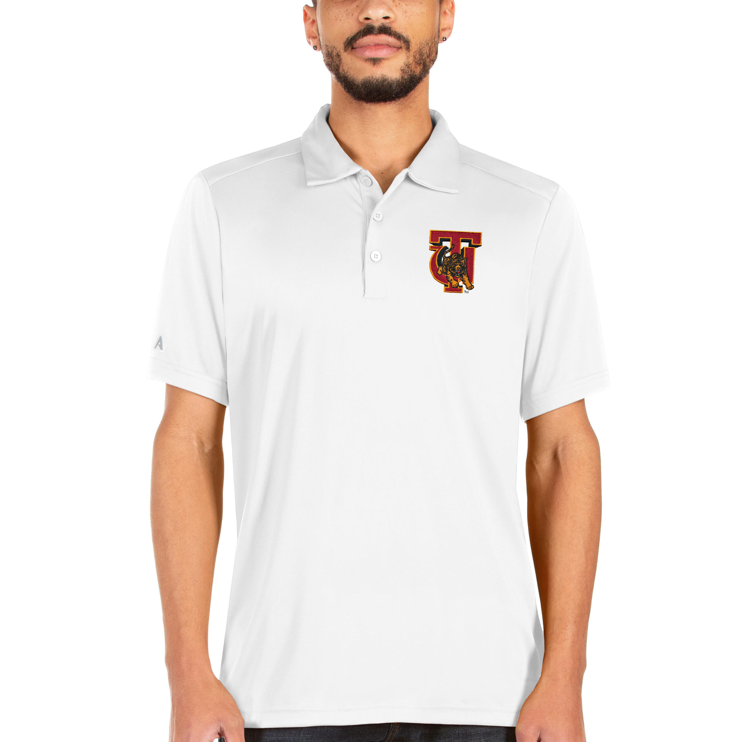 Men's Antigua White Tuskegee Golden Tigers Big & Tall Tribute Polo - Image 3
