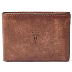 Men's Fossil Brown Arizona State Sun Devils Leather Derrick Front Pocket Bifold Wallet