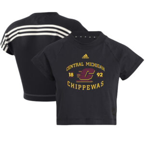 Women's adidas Black Central Michigan Chippewas Recycled Cropped T-Shirt