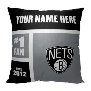 The Northwest Group Brooklyn Nets 18'' x 18'' Colorblock Personalized Throw Pillow