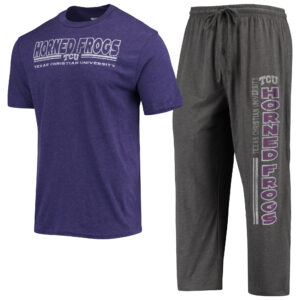 Men's Concepts Sport Heathered Charcoal/Purple TCU Horned Frogs Meter T-Shirt & Pants Sleep Set