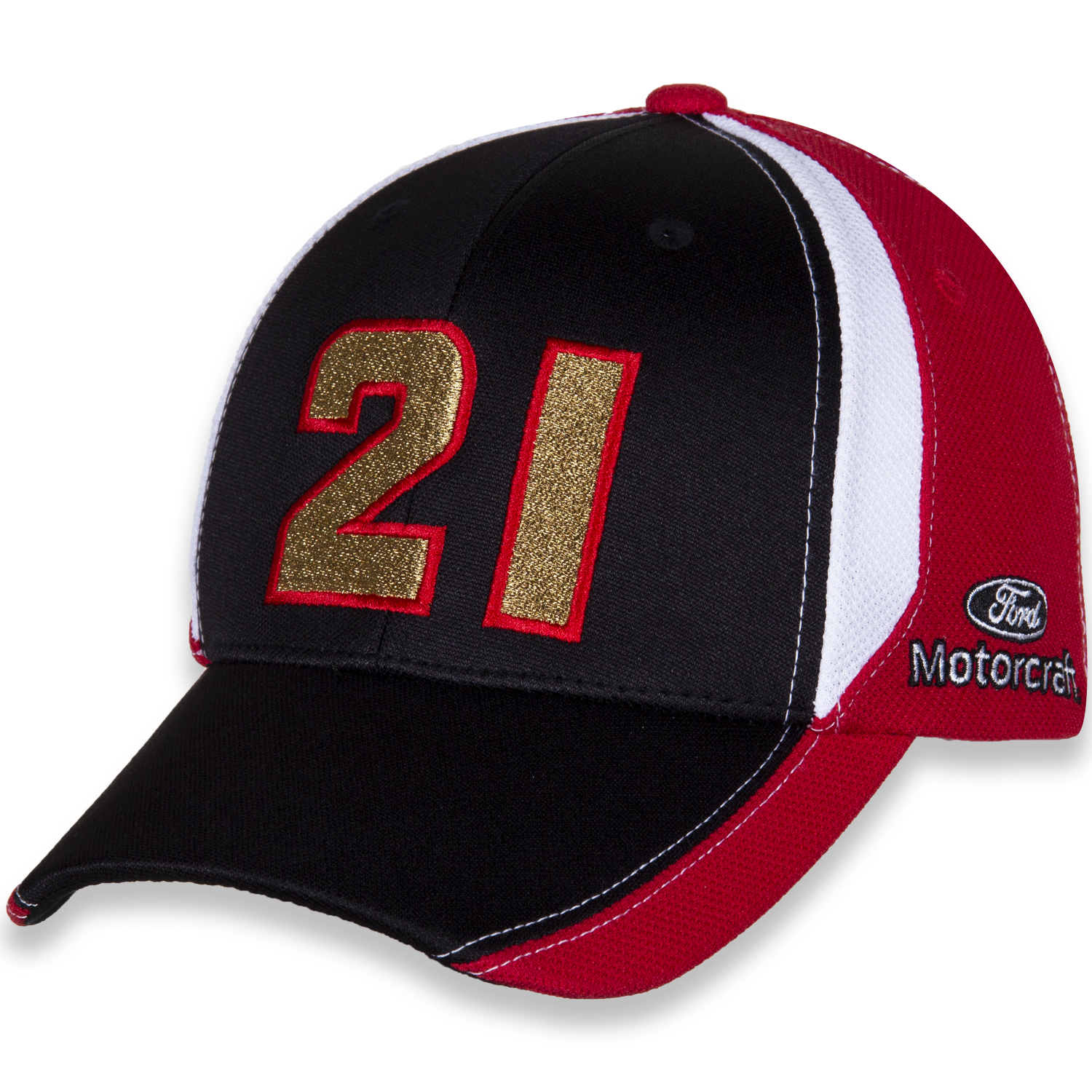 Men's Checkered Flag Black/Red Harrison Burton Motorcraft Number Performance Adjustable Hat