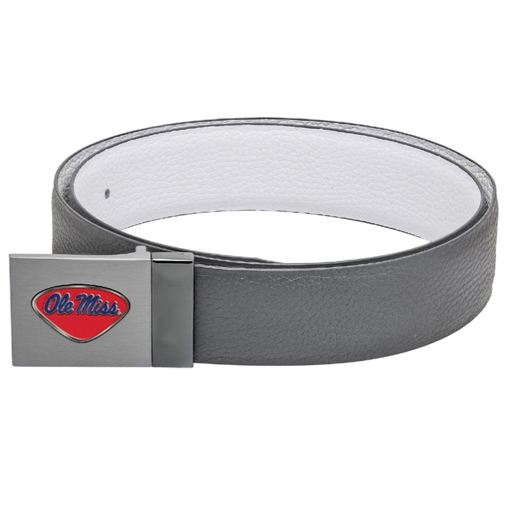 Gray Ole Miss Rebels Reversible Leather Belt