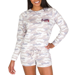 Women's Concepts Sport Cream Atlanta Braves Encounter Long Sleeve Top & Short Sleep Set