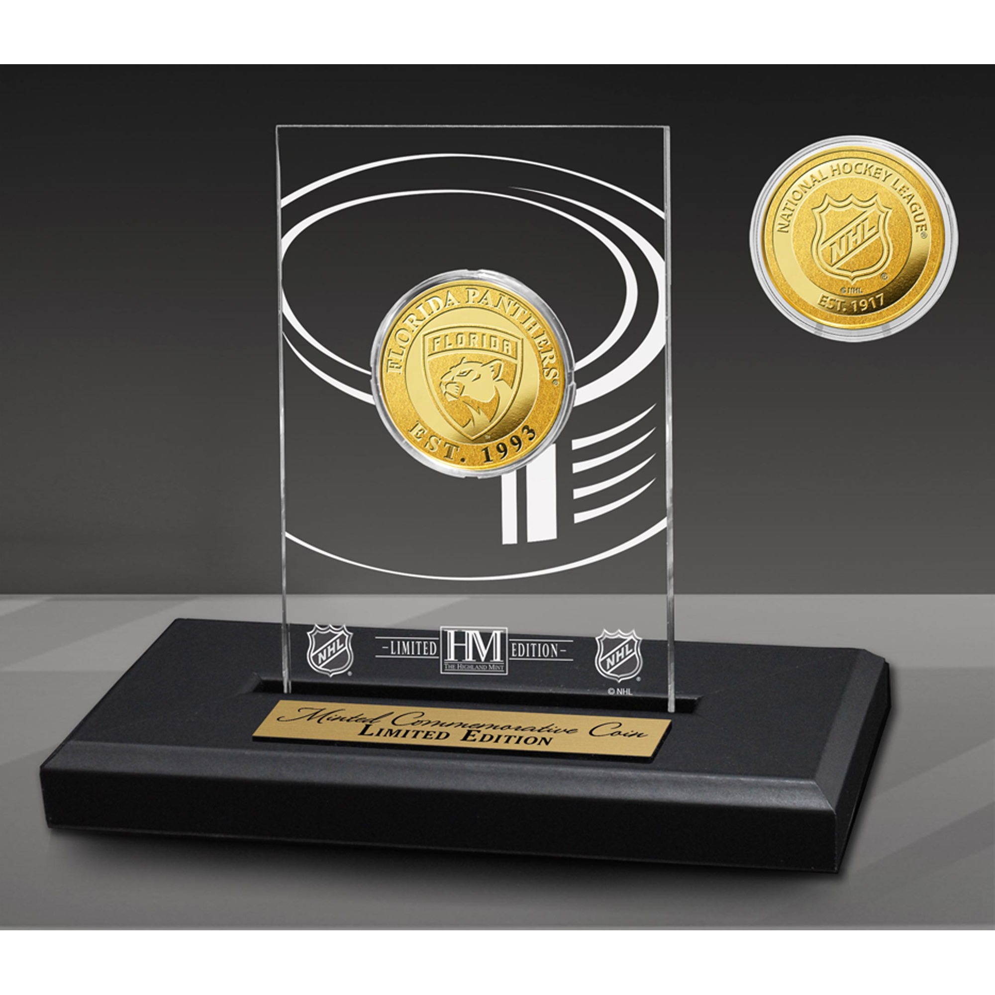 Highland Mint Florida Panthers 3'' x 5'' Acrylic Gold Coin Desk Top Display