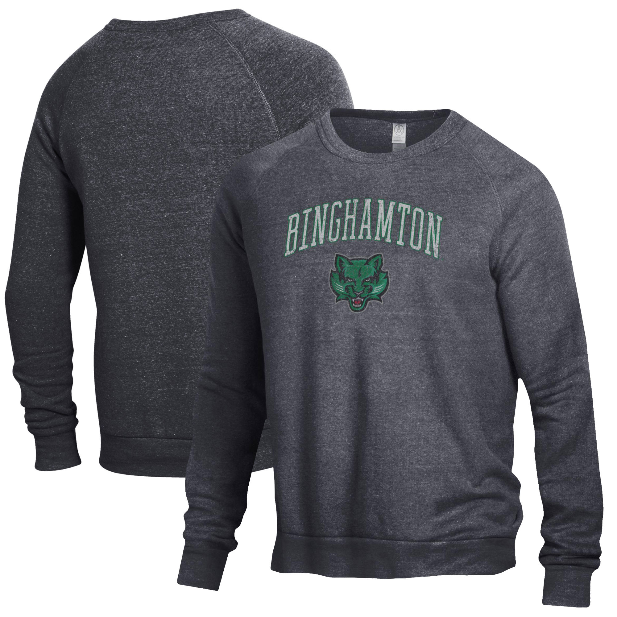 Men's Heathered Black Binghamton Bearcats The Champ Tri-Blend Pullover Sweatshirt - Image 5