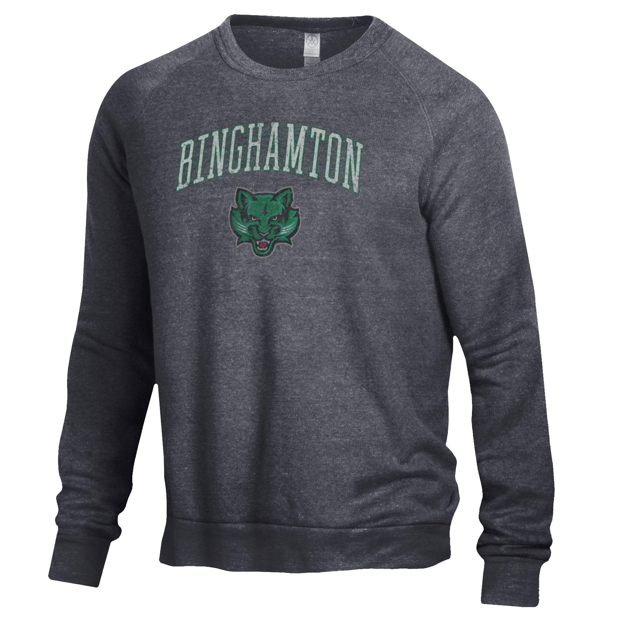 Men's Heathered Black Binghamton Bearcats The Champ Tri-Blend Pullover Sweatshirt - Image 3