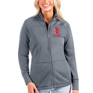 Women's Antigua Silver South Dakota Coyotes Links Full-Zip Golf Jacket
