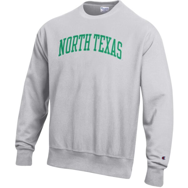 Men's Champion Heathered Gray North Texas Mean Green Reverse Weave Fleece Crewneck Sweatshirt - Image 3