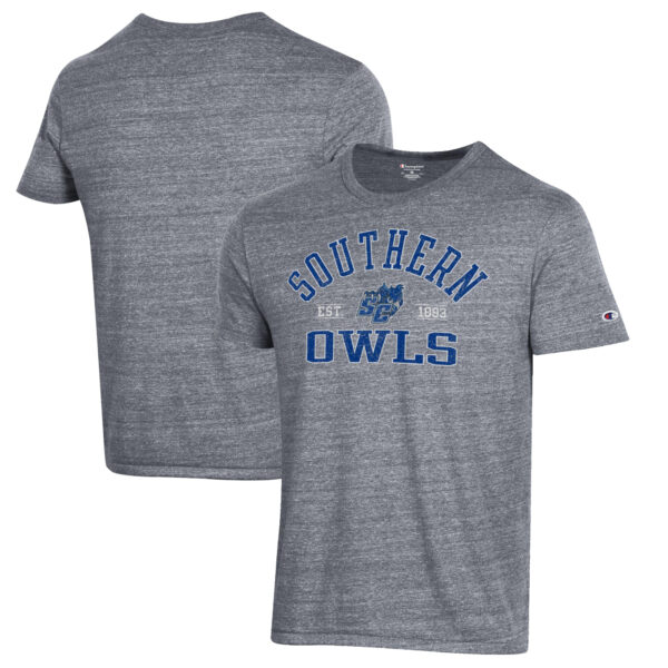 Men's Champion Heathered Gray Southern Connecticut Owls Ultimate Tri-Blend T-Shirt