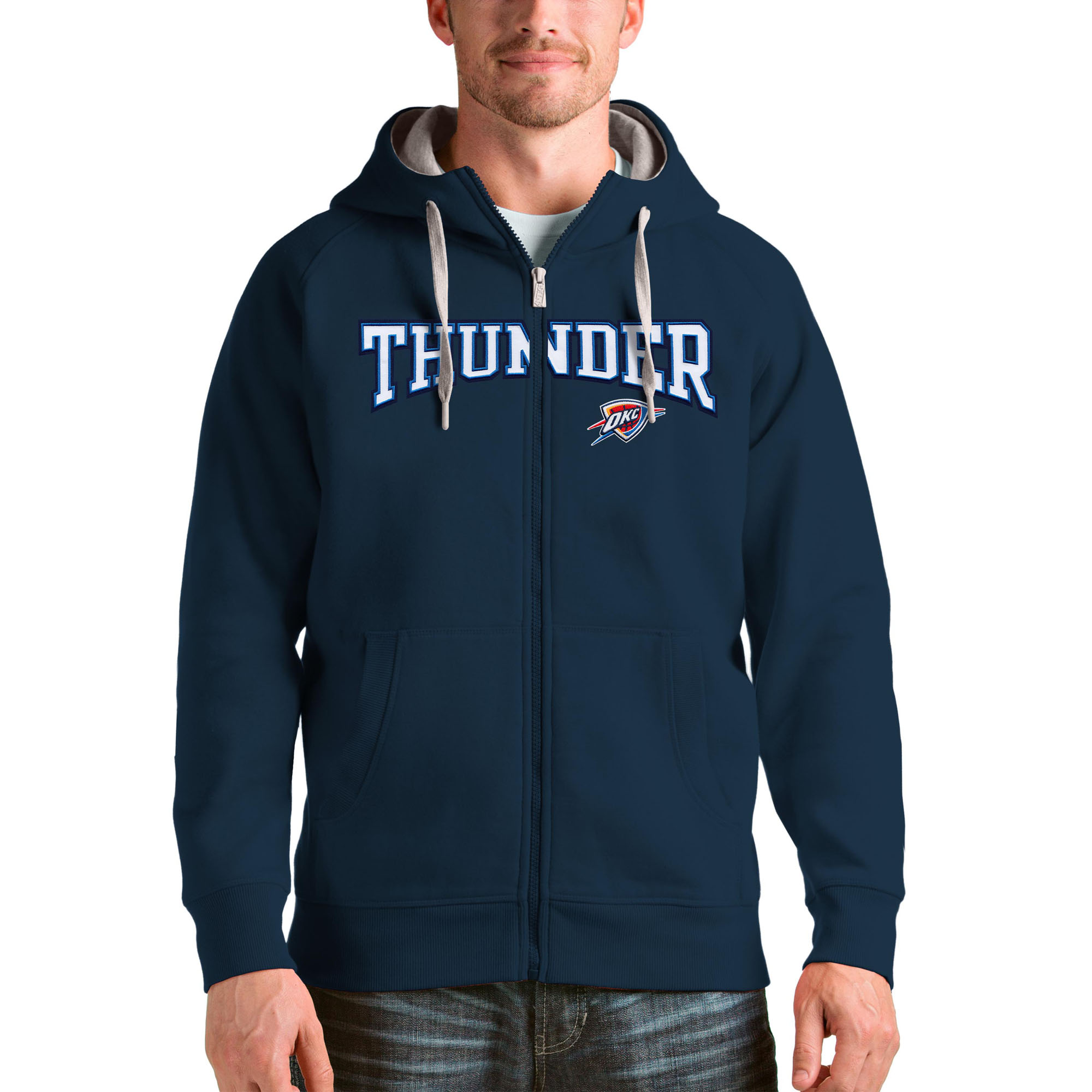 Men's Antigua Navy Oklahoma City Thunder Team Victory Full-Zip Hoodie