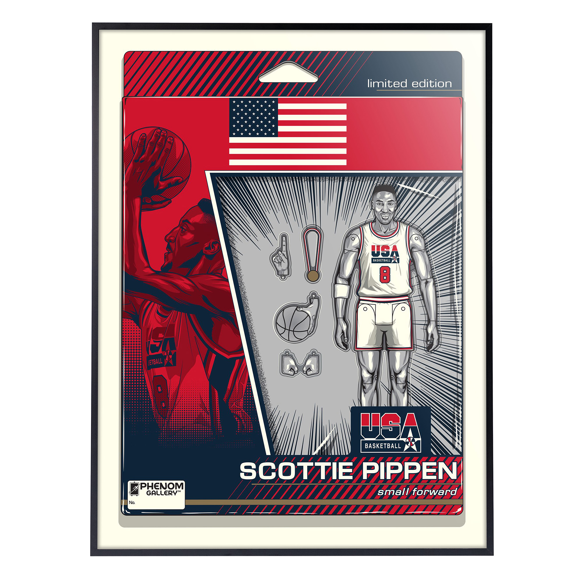 Phenom Gallery Scottie Pippen USA Basketball 18'' x 24'' Deluxe Framed Serigraph Print