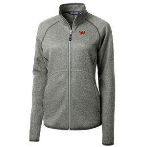 Women's Cutter & Buck Heathered Gray Washington Commanders Mainsail Full-Zip Jacket