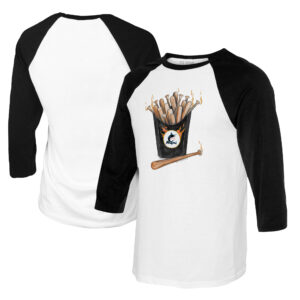 Youth Tiny Turnip White/Black Miami Marlins Hot Bats Raglan 3/4 Sleeve T-Shirt
