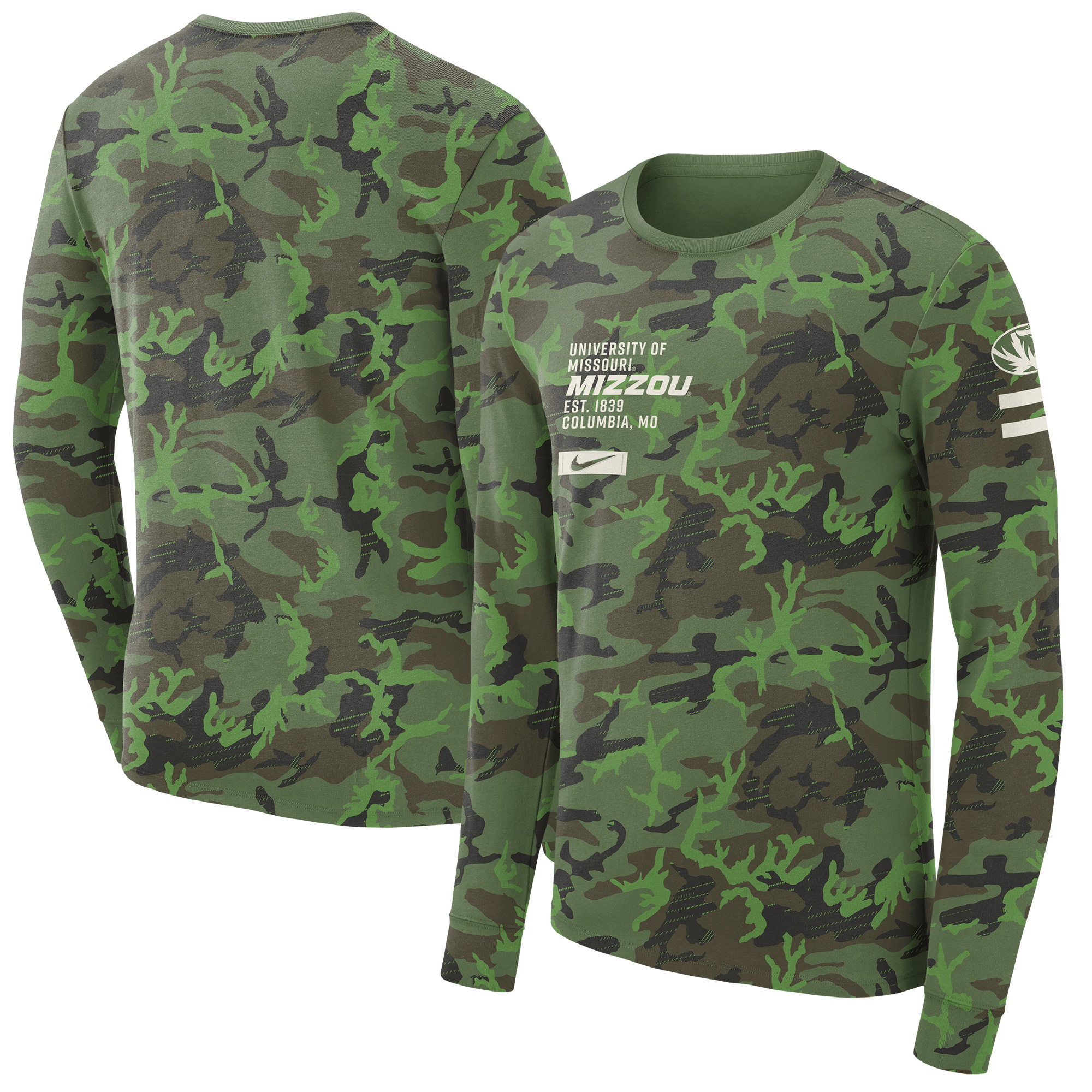 Men's Nike Camo Missouri Tigers Military Long Sleeve T-Shirt - Image 2