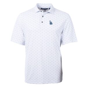 Men's Cutter & Buck White Los Angeles Dodgers Big & Tall Virtue Eco Pique Tile Print Polo