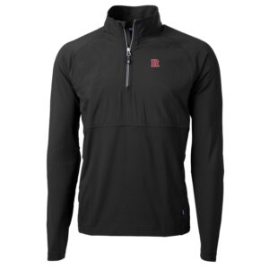 Men's Cutter & Buck Black Rutgers Scarlet Knights Adapt Eco Knit Hybrid Recycled Quarter-Zip Pullover Top