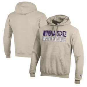 Men's Champion Oatmeal Winona State Warriors Eco Powerblend Pullover Hoodie