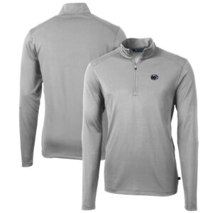 Men's Cutter & Buck Gray Penn State Nittany Lions Big & Tall Virtue Eco Pique Recycled Quarter-Zip Pullover Top
