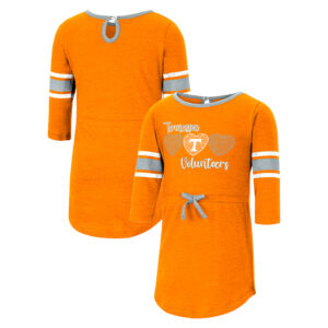 Girls Toddler Colosseum Heathered Tennessee Orange Tennessee Volunteers Poppin Sleeve Stripe Dress
