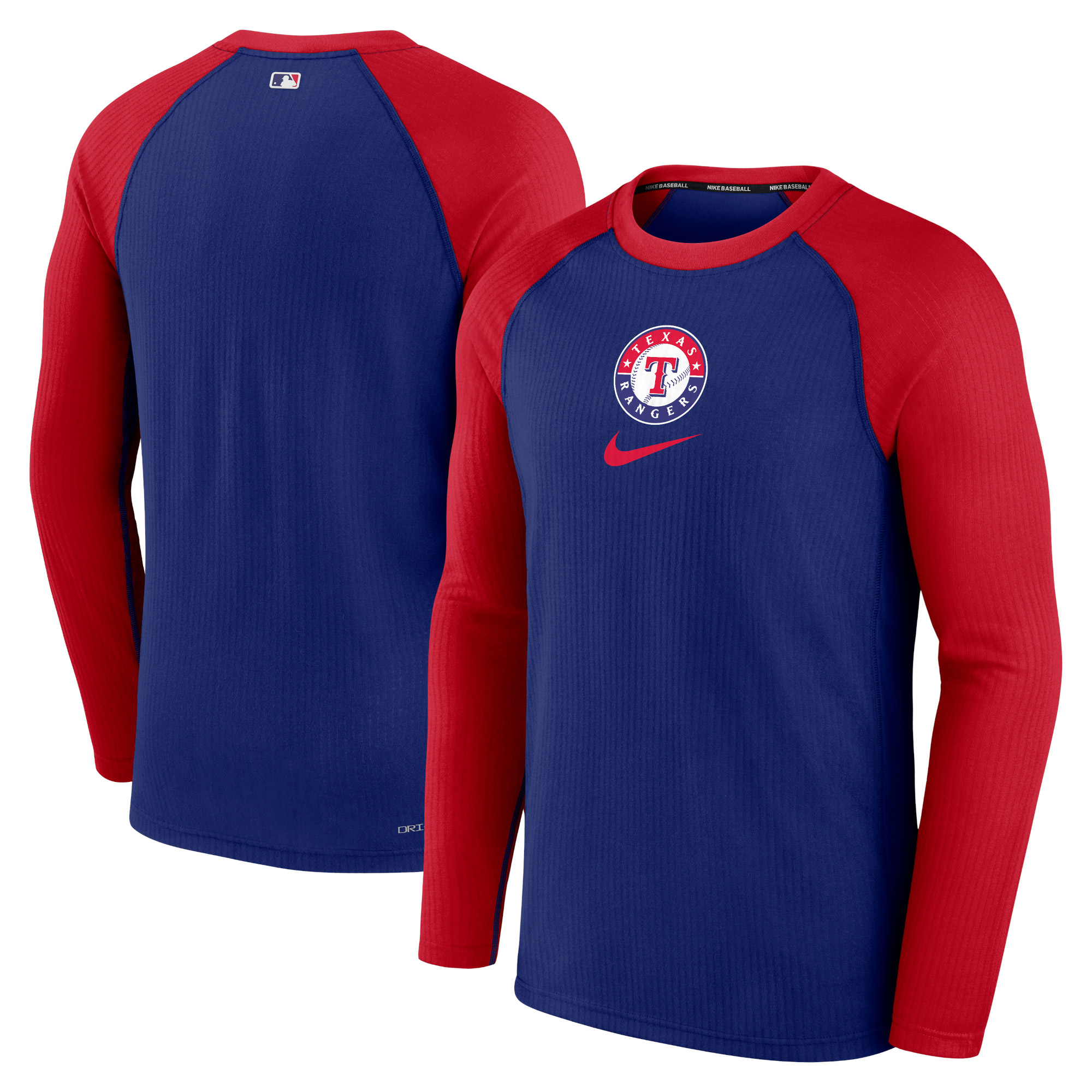 Men's Nike Royal Texas Rangers Authentic Collection Game Raglan Performance Long Sleeve T-Shirt - Image 5