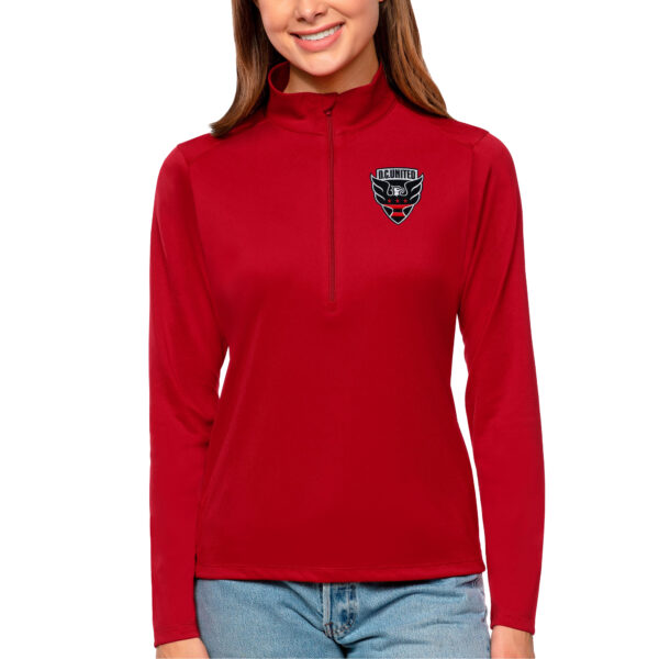 Women's Antigua Red D.C. United Tribute Quarter-Zip Pullover Top