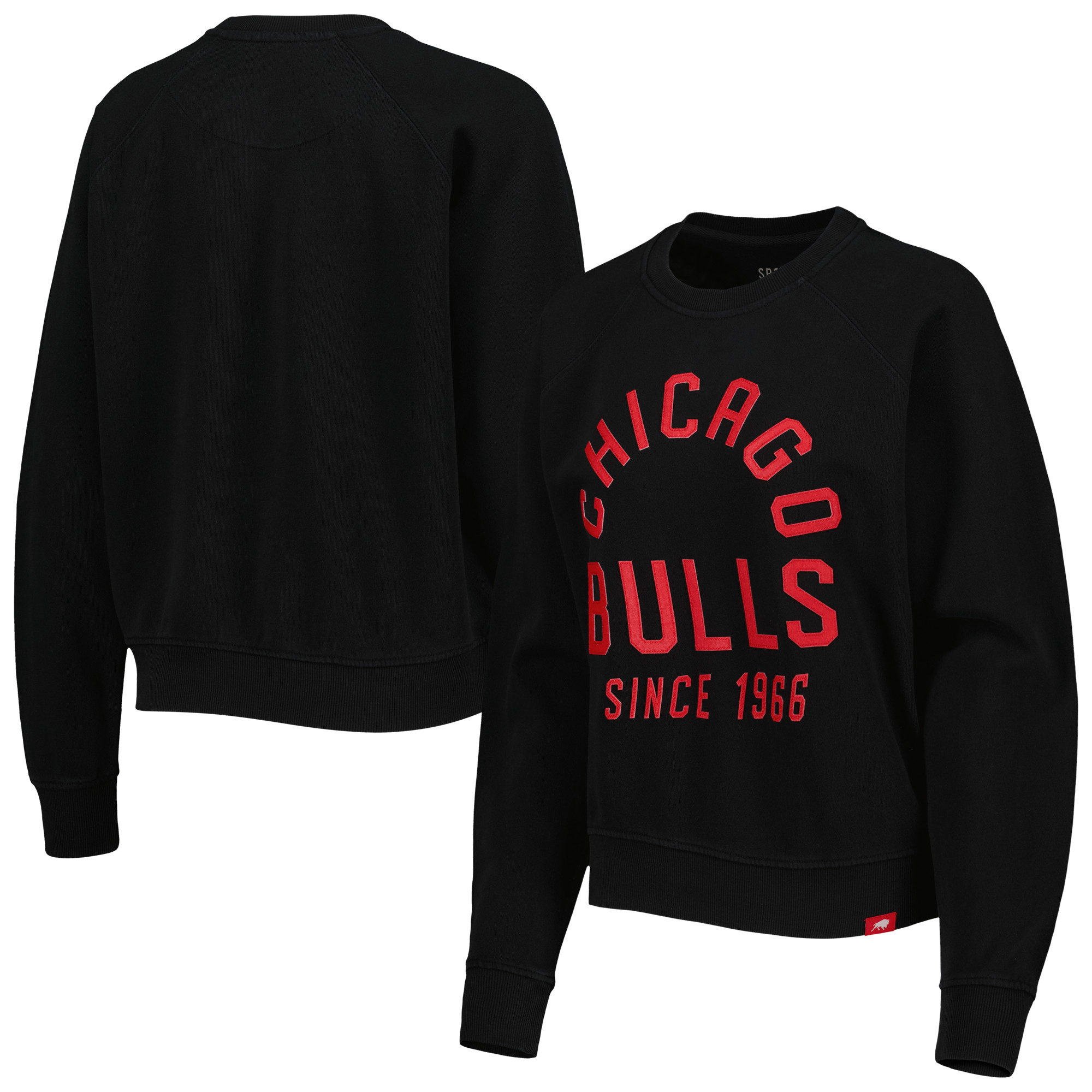 Women's Sportiqe Black Chicago Bulls Ashlyn Brava Raglan Pullover Sweatshirt