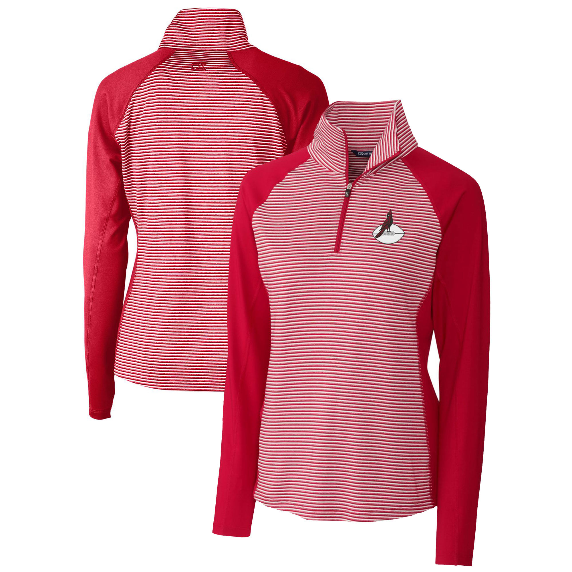 Women's Cutter & Buck Cardinal Arizona Cardinals Throwback Logo Forge Tonal Stripe Stretch Half-Zip Pullover Top - Image 2