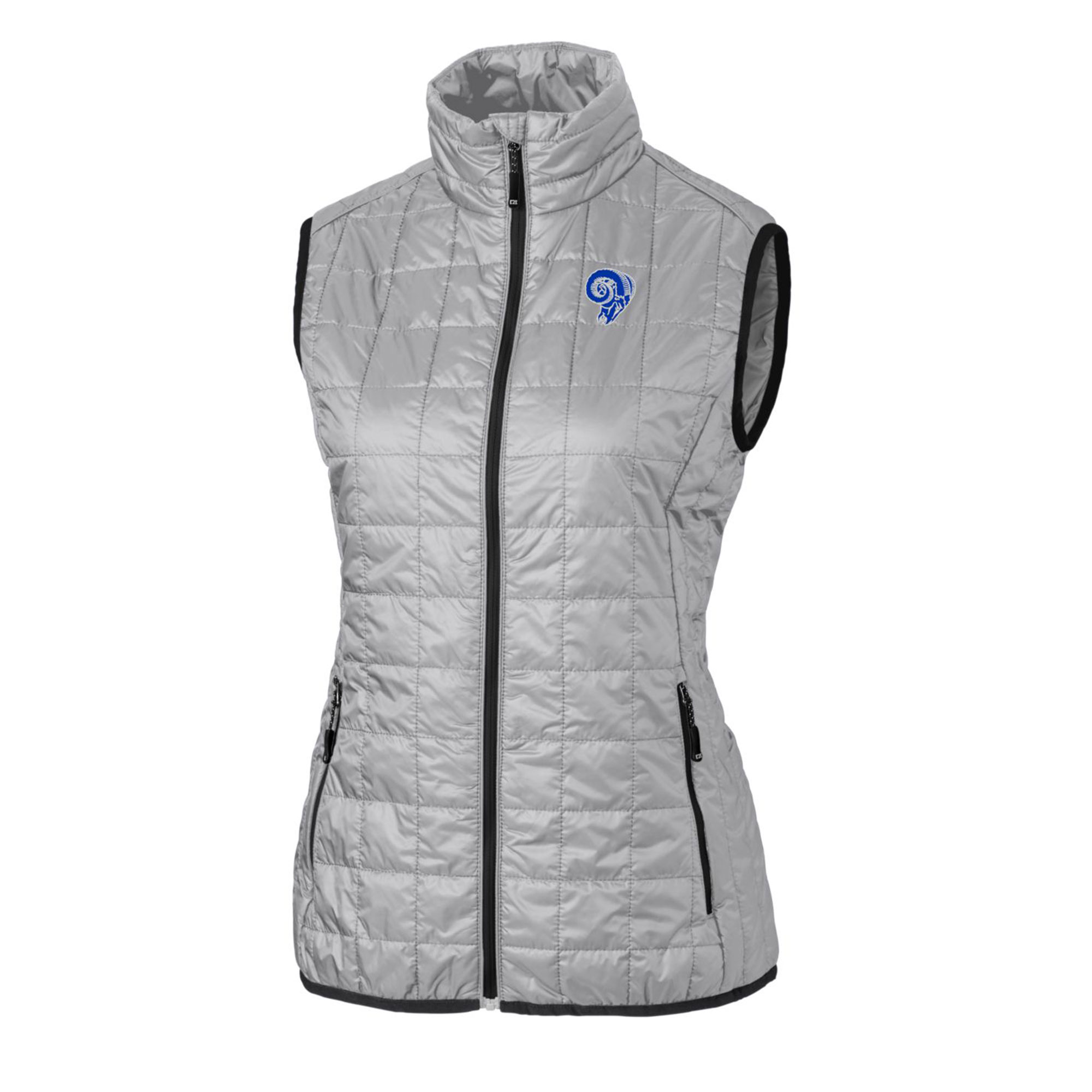 Women's Cutter & Buck Gray Los Angeles Rams Throwback Logo Rainier PrimaLoft Eco Full-Zip Puffer Vest - Image 3