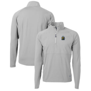 Men's Cutter & Buck Gray FIU Panthers Adapt Eco Knit Hybrid Recycled Quarter-Zip Pullover Top