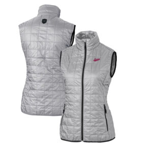 Women's Cutter & Buck Gray New Mexico State Aggies Vault Rainier PrimaLoft Eco Full-Zip Puffer Vest