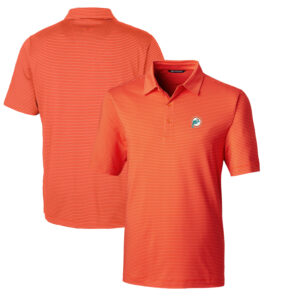 Men's Cutter & Buck Orange Miami Dolphins Throwback Logo Big & Tall Forge Pencil Stripe Stretch Polo
