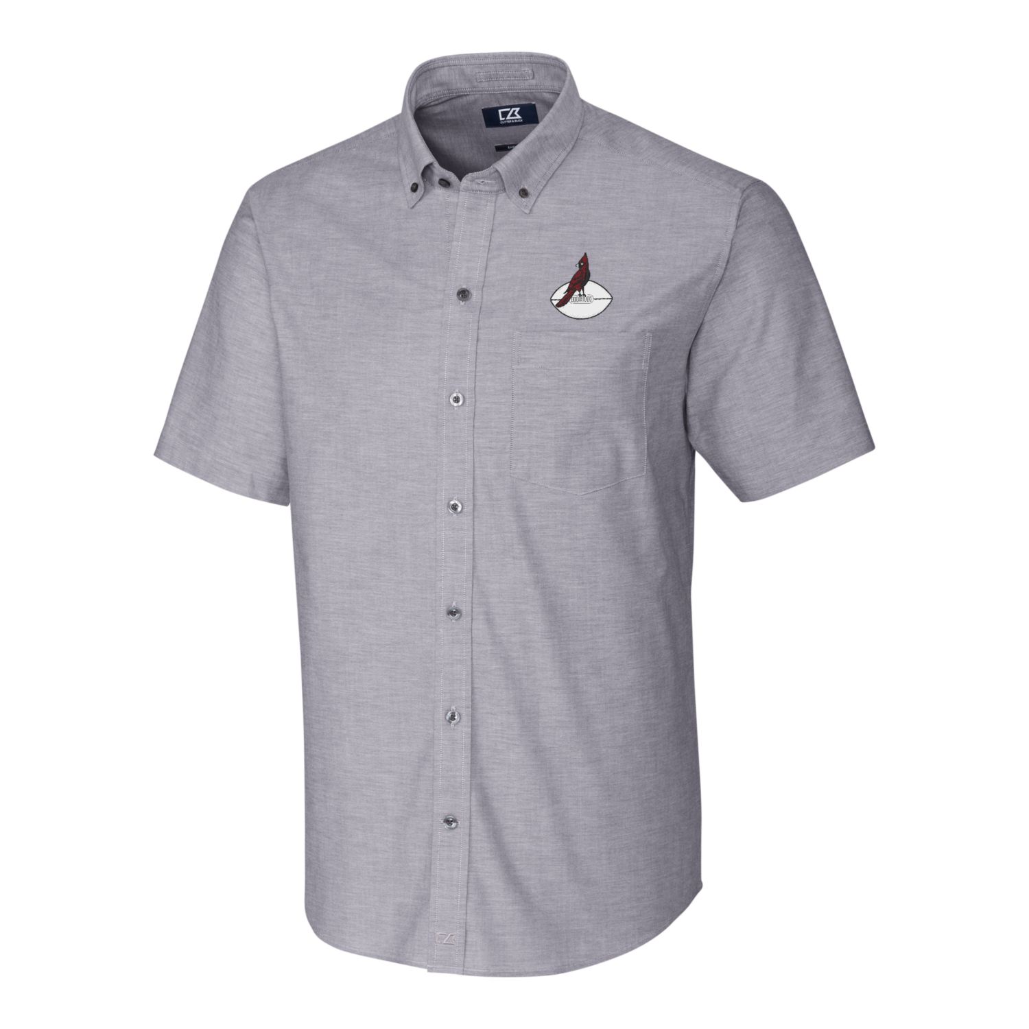 Men's Cutter & Buck Charcoal Arizona Cardinals Throwback Logo Big & Tall Stretch Oxford Button-Down Short Sleeve Shirt - Image 6