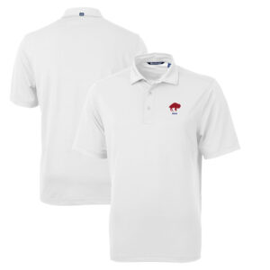 Men's Cutter & Buck White Buffalo Bills Throwback Logo Virtue Eco Pique Recycled Big & Tall Polo