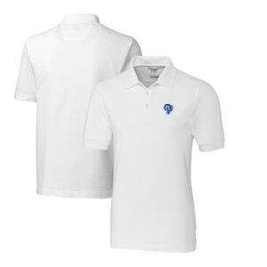 Men's Cutter & Buck White Los Angeles Rams Advantage Tri-Blend Pique Throwback Polo